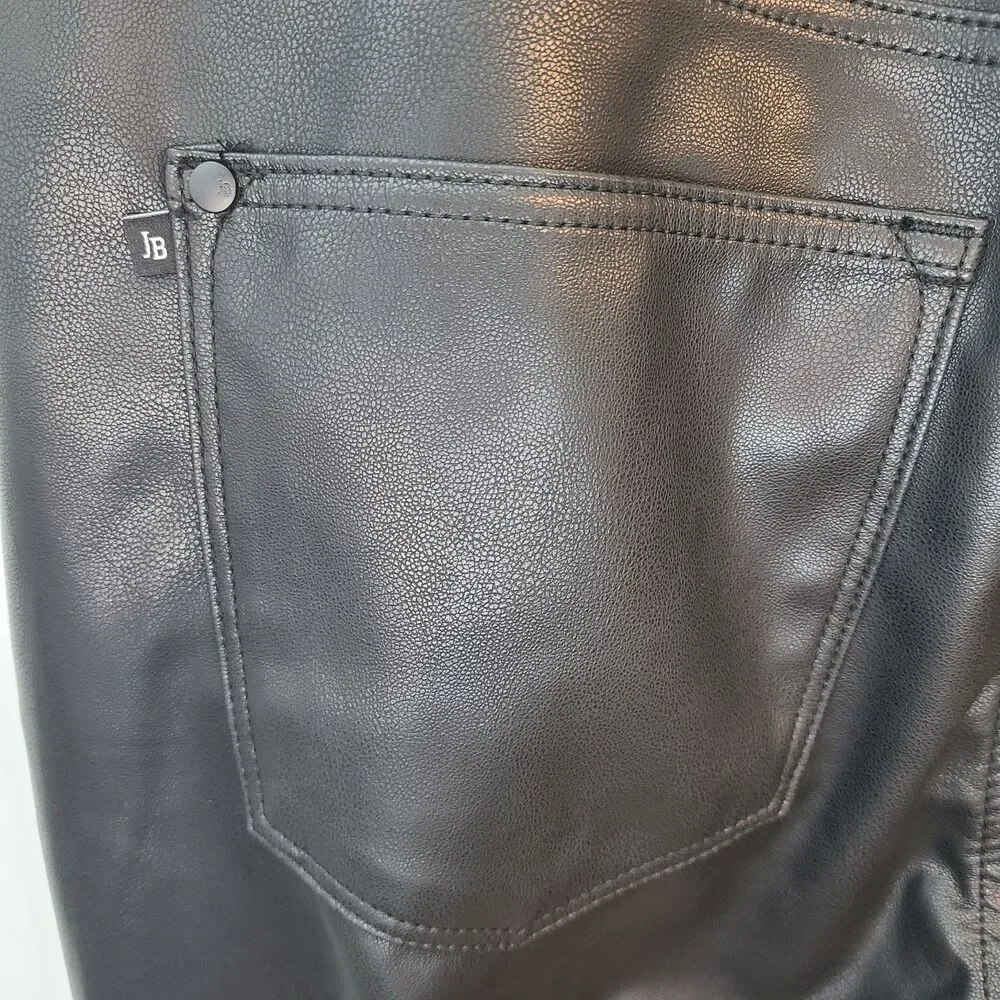 Judy Blue Womens 16 Black Faux Leather Bootcut Tummy Control High Rise Pants - Picture 7 of 16